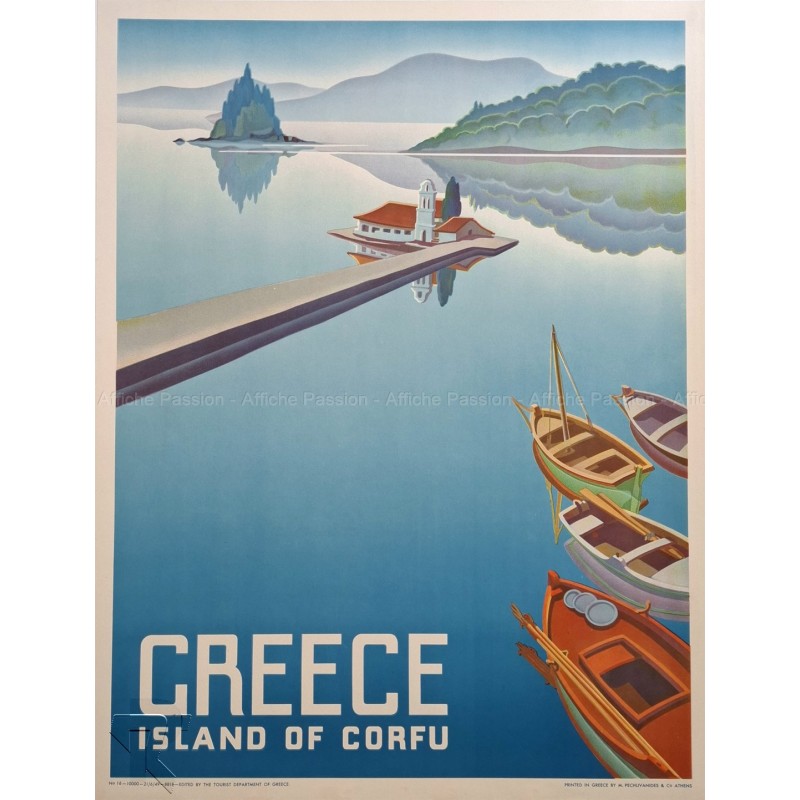 Affiche ancienne originale Greece Island of Corfu