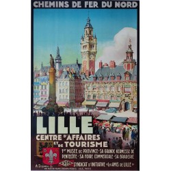 Affiche ancienne originale Chemin de fer Nord LILLE DEQUENE