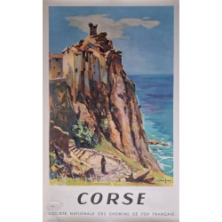 Affiche ancienne originale Corse SNCF Arthur FAGES 1958