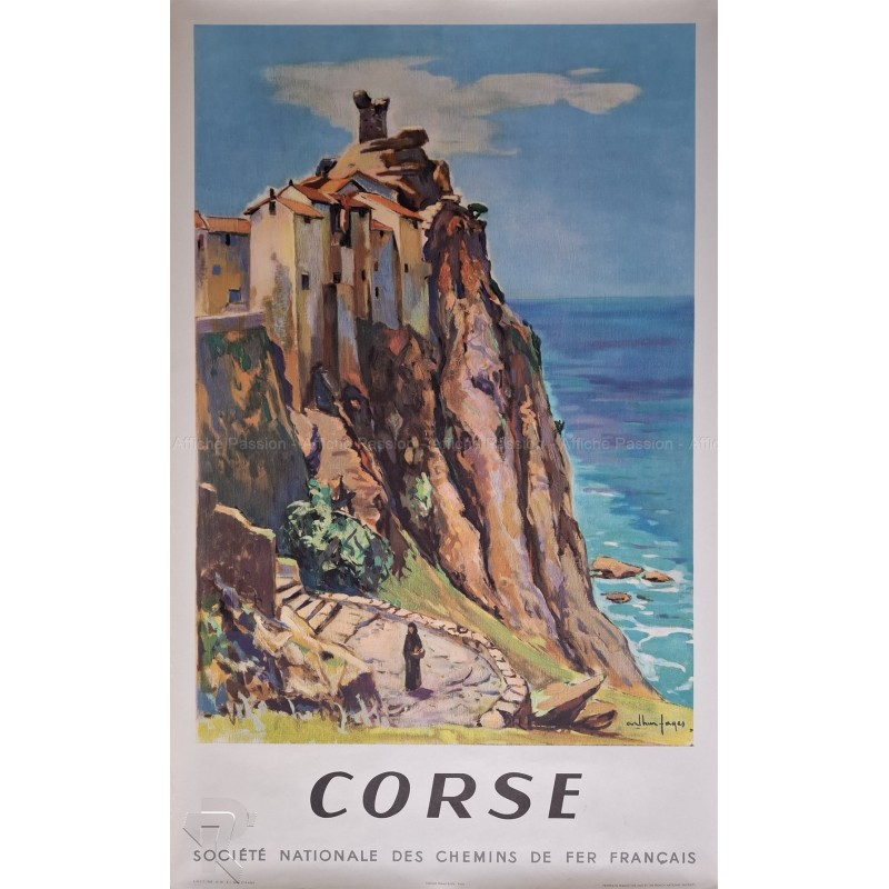 Original vintage poster Corse SNCF Arthur FAGES 1958