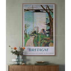 Encadrée affiche ancienne originale SNCF Bretagne 1959 JENIS