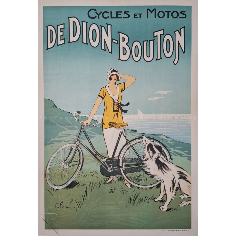 Affiche ancienne originale Cycles et Moto De Dion-Bouton FOURNERY