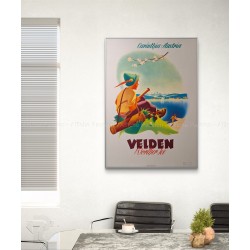 Encadrée affiche ancienne originale Golf Voyage Autriche Velden Hans EBNER