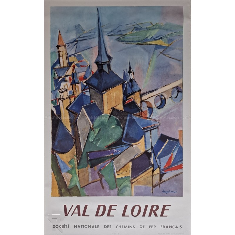 Affiche ancienne originale SNCF Val de Loire 1957 DESPIERRE