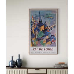 Encadrée affiche ancienne originale SNCF Val de Loire 1957 DESPIERRE