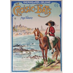 Affiche ancienne originale voyage Croisic Batz plage Valentin FRAIPONT