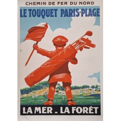 Affiche ancienne originale Golf Le Touquet Paris-Plage COURCHINOUX