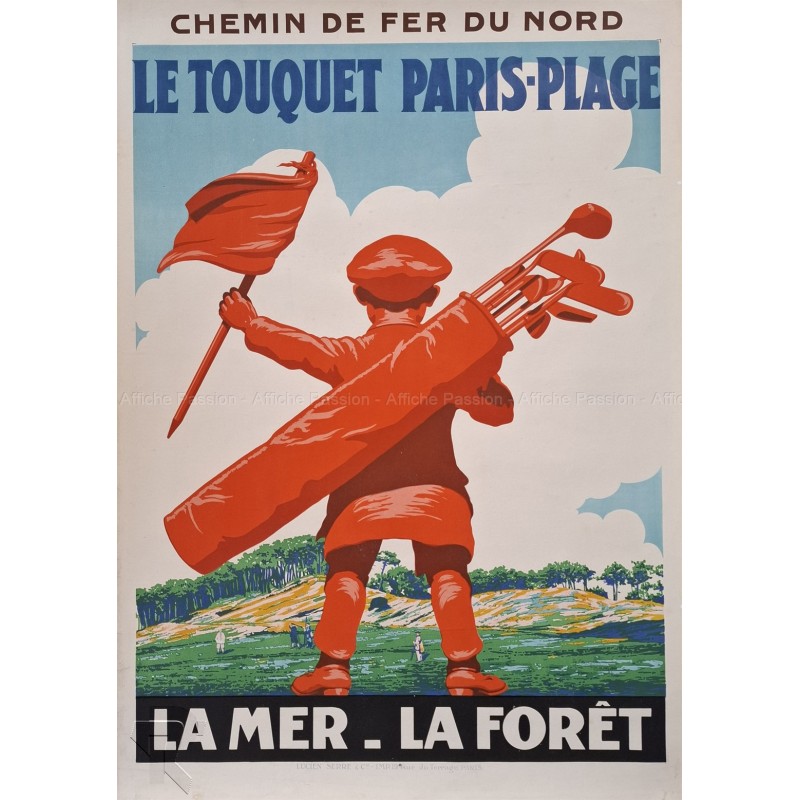 Affiche ancienne originale Golf Le Touquet Paris-Plage COURCHINOUX