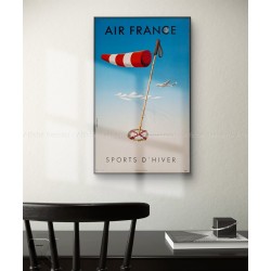 Encadrée affiche ancienne originale Air France Sports D'Hiver Jean COLLIN