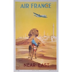 Affiche ancienne originale Air France Near East GUERRA