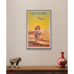 Encadrée affiche ancienne originale Air France Near East GUERRA