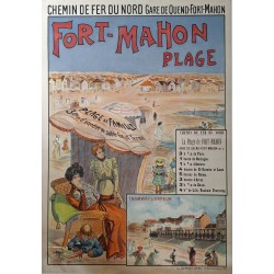 Affiche ancienne originale Fort-Mahon Plage Chemin Fer NORD