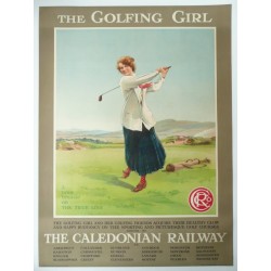 Affiche originale golf, the golfing girl, caledonian railway