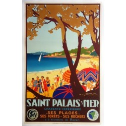 Affiche ancienne originale Saint-Palais-sur-Mer - Chemin de Fer de l'Etat - Roger SOUBIE