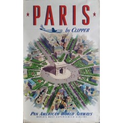 Affiche originale Pan American PARIS, arc de triomphe