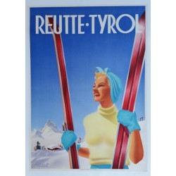 Affiche originale ski sport d'hiver Reutte Tyrol Autriche - Schwetz