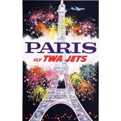 Original vintage poster Paris Fly TWA Jets - David KLEIN