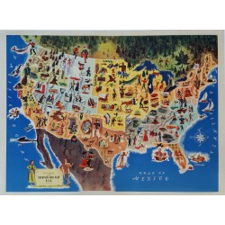 Affiche ancienne originale Trailways presents vacation and play USA - 1949