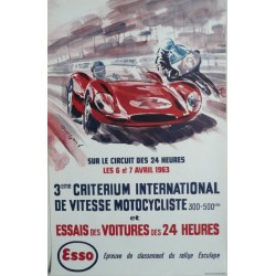 Affiche originale essais des 24 heures du Mans 6 et 7 avril 1963 - BELIGOND