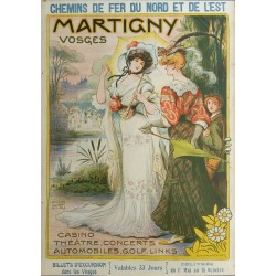 Affiche ancienne originale Martigny Vosges Chemin de fer du Nord et del'Est - Lucien METIVET