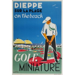 Original poster Dieppe Golf Miniature sur la plage on the beach - Léon GAMBIER