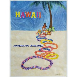 Affiche ancienne originale American Airlines Hawaii - John FERNIE