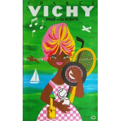 Affiche ancienne originale VICHY France Mai Octobre - LEFOR OPENO