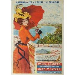 Affiche ancienne originale Paris à Londres - La Tamise a Windsor - LEM