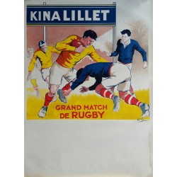 Original vintage poster KINA LILLET Grand Match de Rugby jaune - André GALLAND