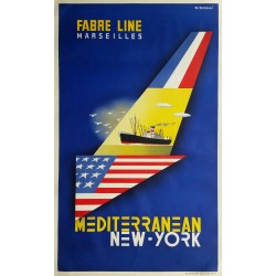 Original vintage poster Fabre Lines Marseille Mediterranean New-York - J TONELLI