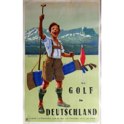 Affiche ancienne originale Golf in Deutschland - Eugen OSSWALD