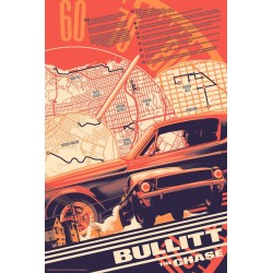 Affiche originale édition limitée regular Bullitt the chase - Matt TAYLOR - Galerie Mondo