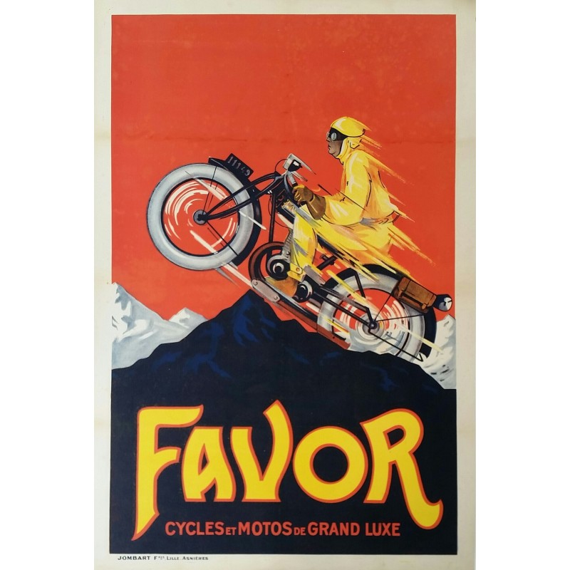 Original vintage motorcycle poster Favor Cycles et Motos de Grand Luxe