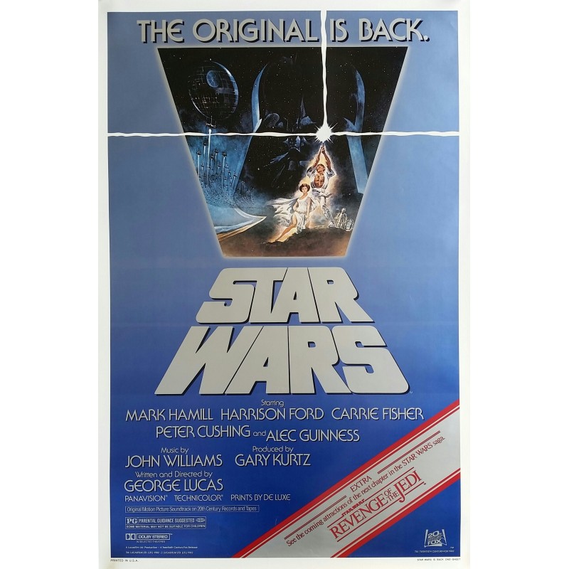 gevangenis Alice ras Original vintage cinema poster Star Wars is back One sheet Reissue 1982