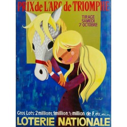 Affiche ancienne originale Loterie Nationale 7 octobre Grand Prix de l'Arc de Triomphe - CONSTANT