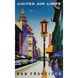 Original vintage poster United Airlines San Francisco Chinatown - Joseph BINDER